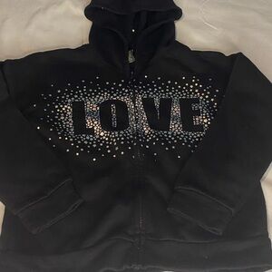 Xersion Black LOVE Zip-Up Hoodie Size L